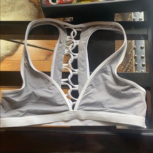 L Space Grey & White Bikini Top